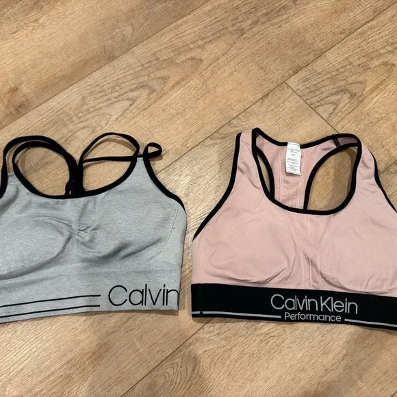 ⭐️Calvin Klein Grey & Blush Pink Performance Sports Bras - Picture 1 of 6